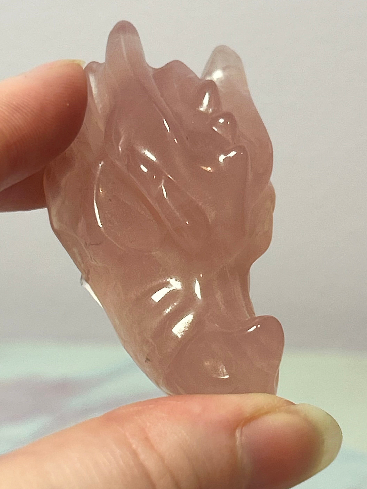 Rose Quartz Dragon Heads