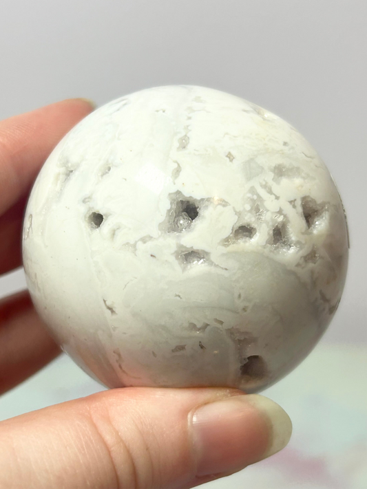 White Plume Agate Sphere