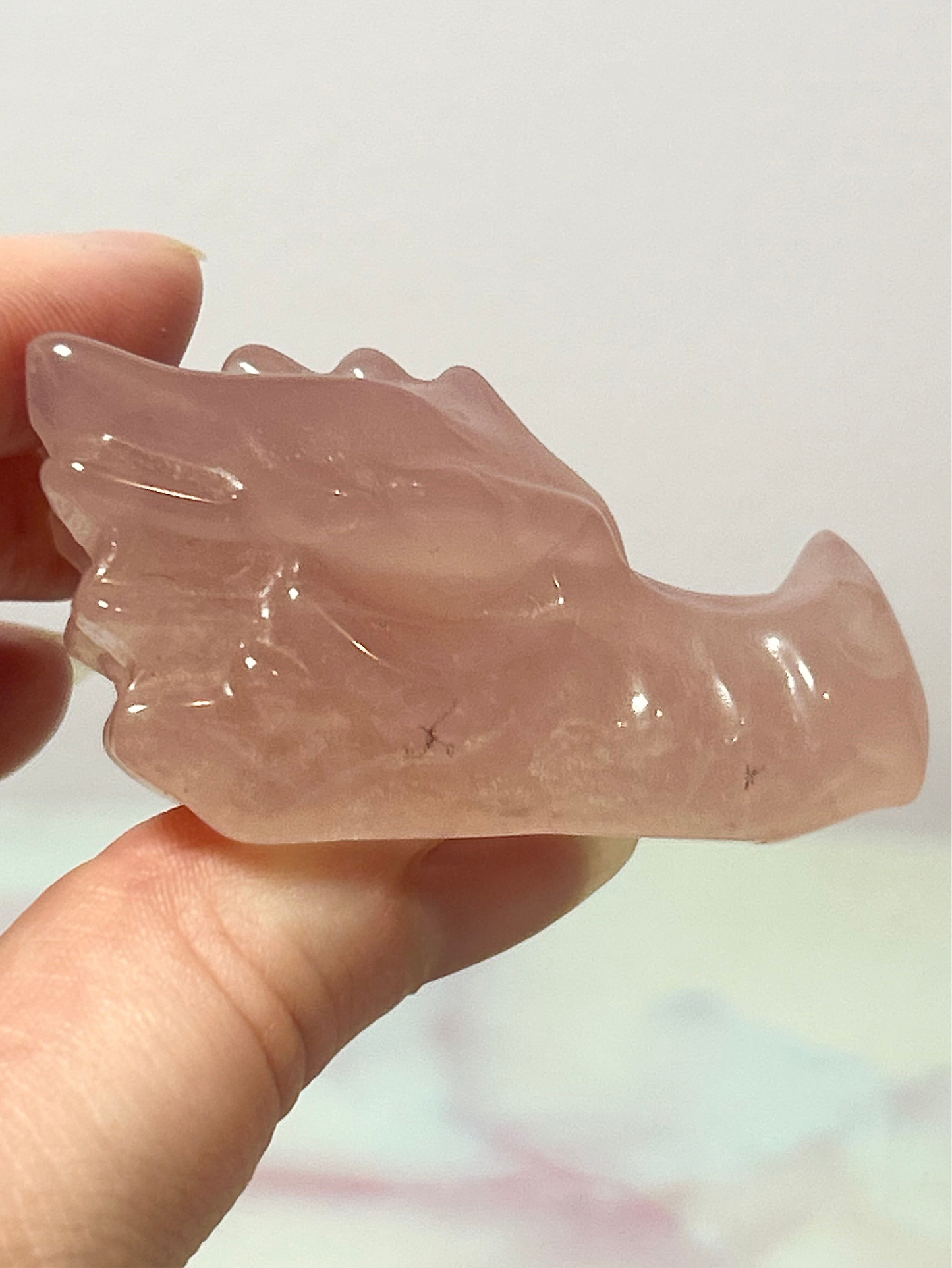 Rose Quartz Dragon Heads
