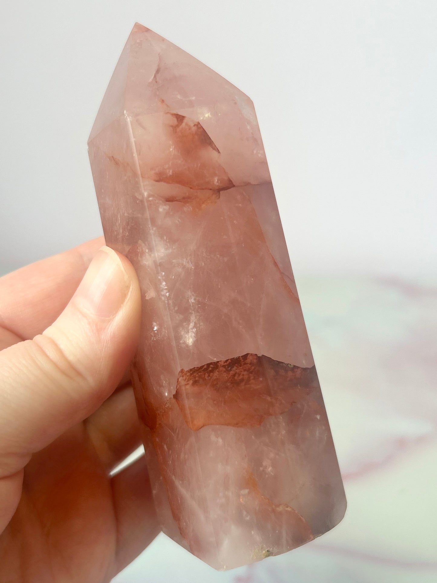 Fire Quartz And Rose Quartz Mixed Tower