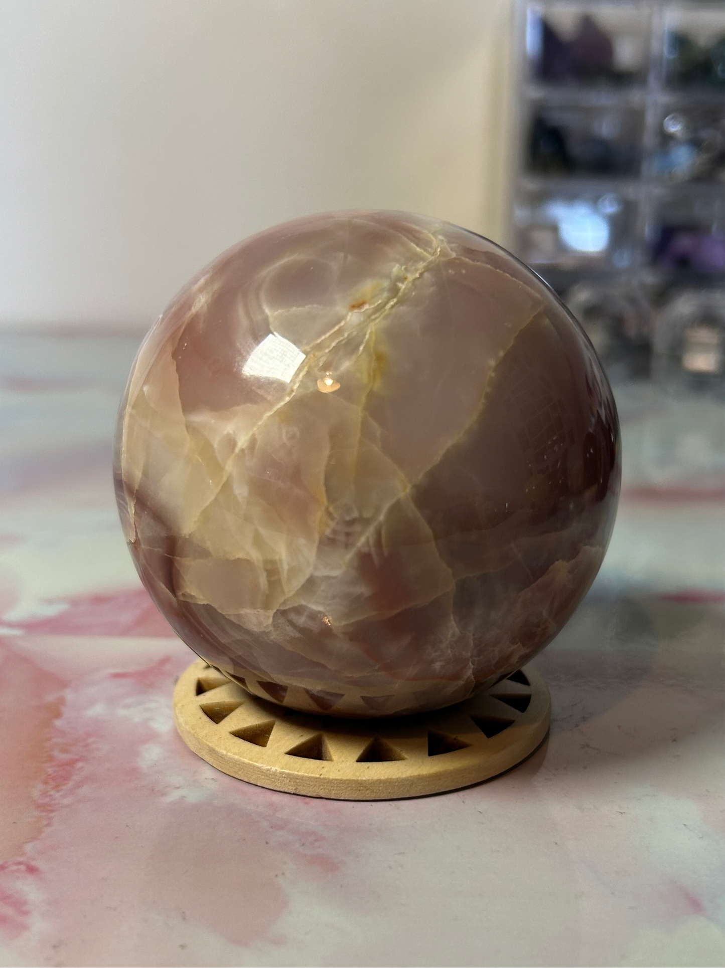 Pink Banded Onyx Sphere B