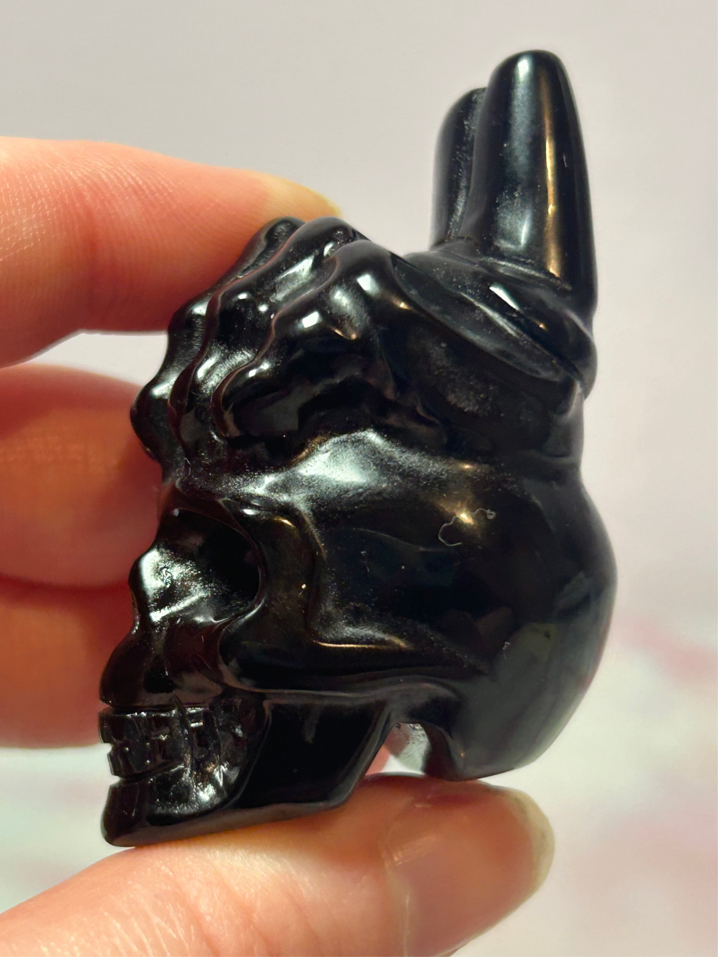 Black Obsidian Skull and Hand