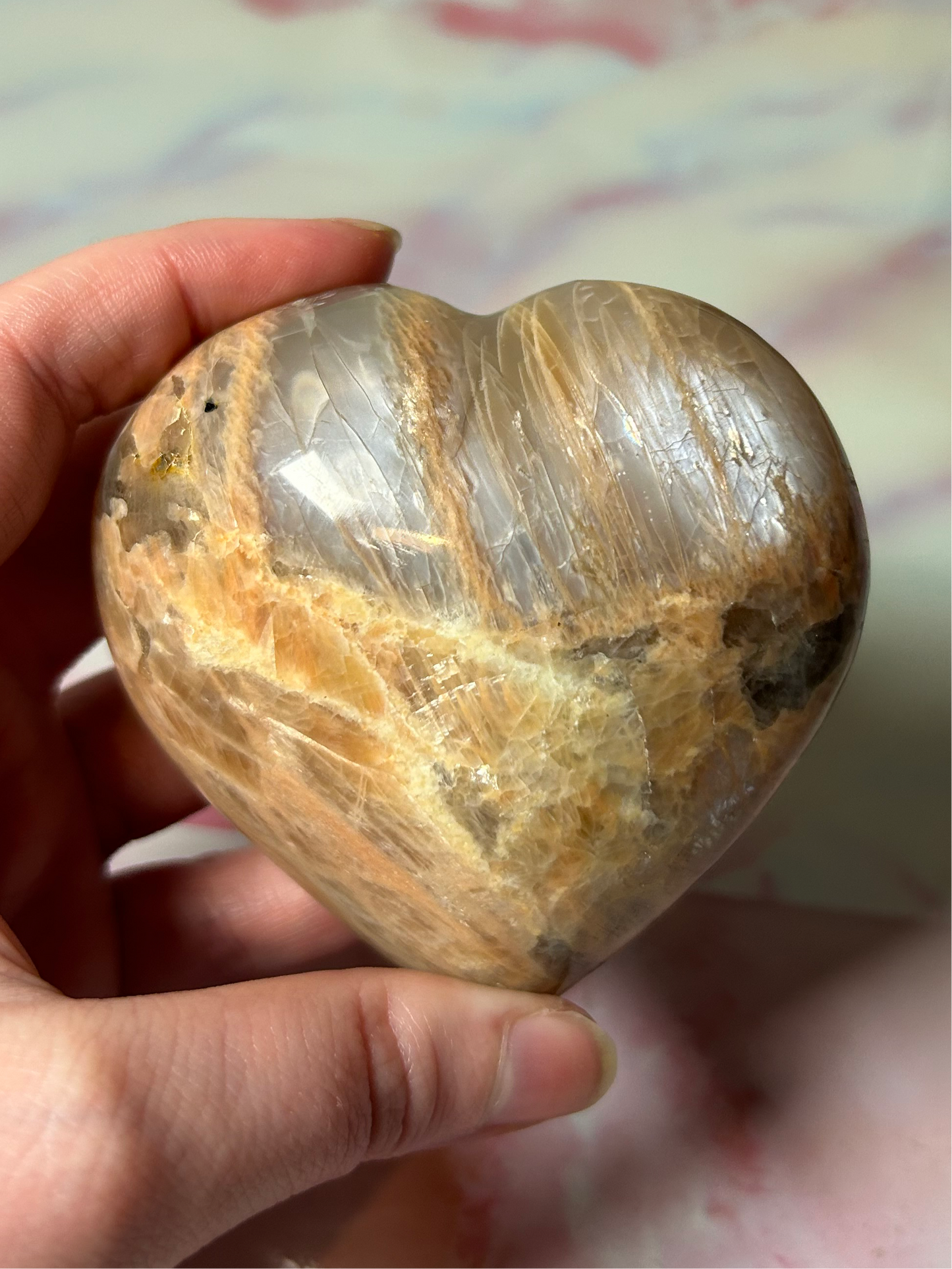 Peach Moonstone Heart B