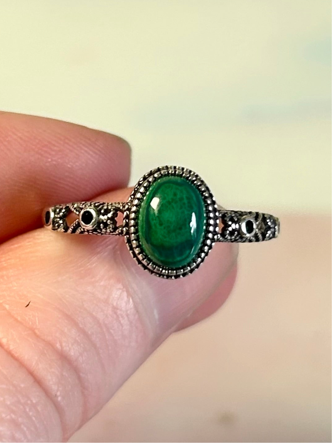 Malachite S925 Adjustable Rings