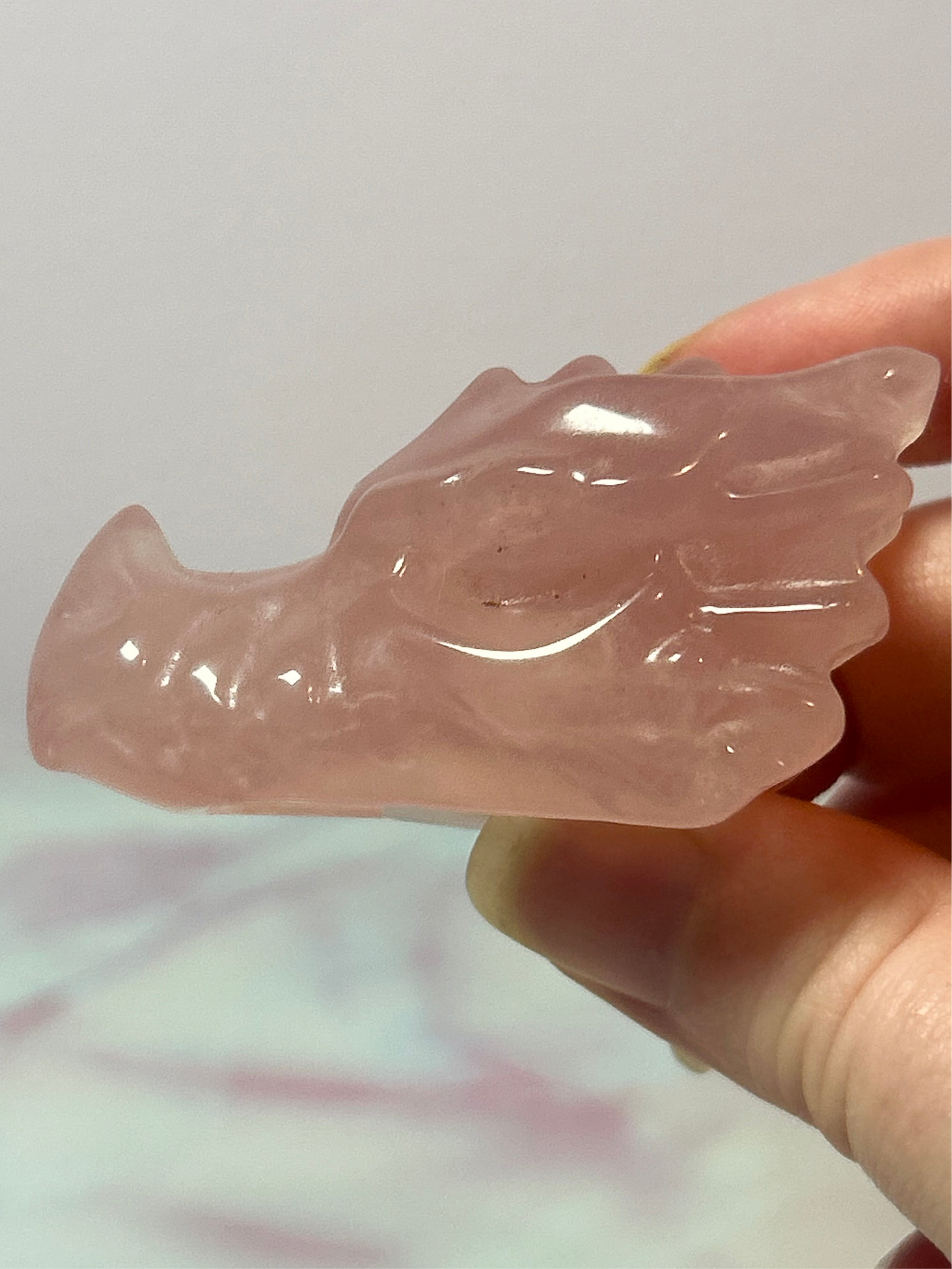 Rose Quartz Dragon Heads