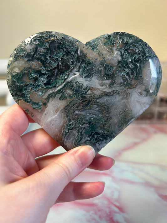 Moss Agate Heart