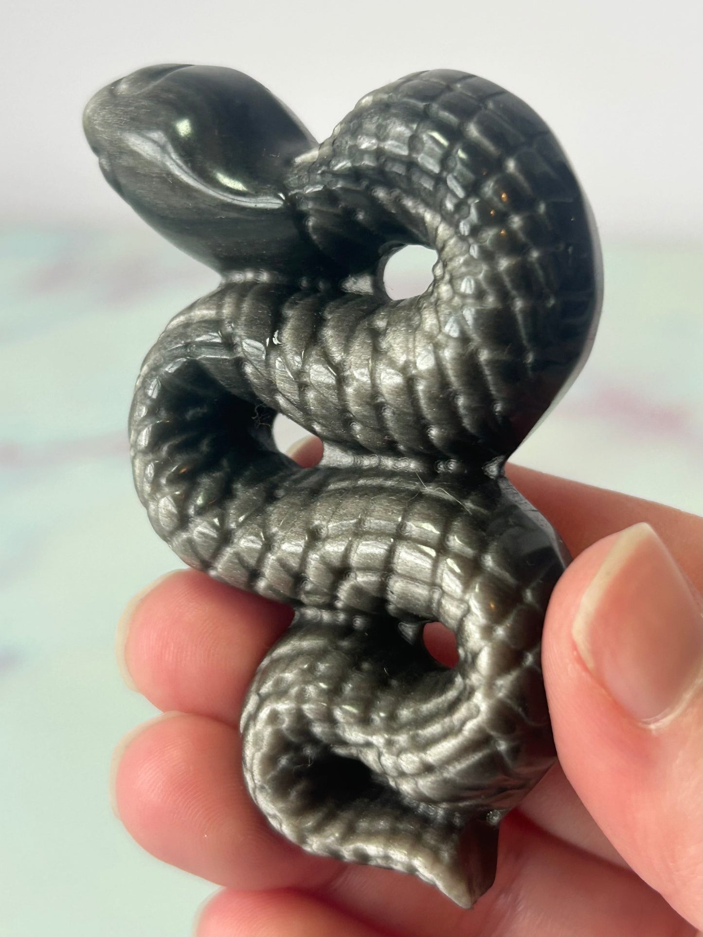 Silver Sheen Obsidian Snake