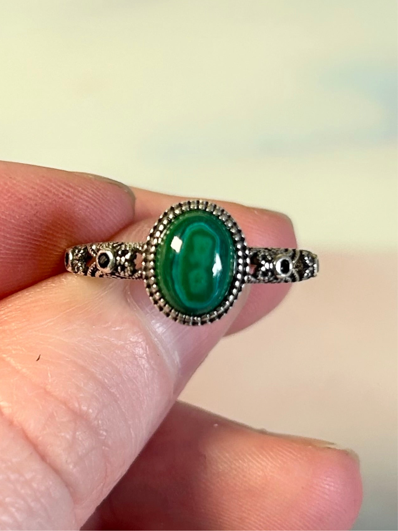 Malachite S925 Adjustable Rings