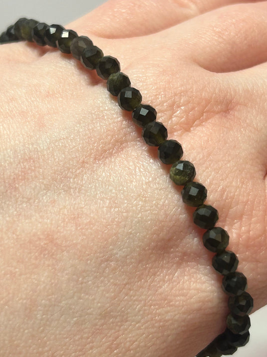 Gold Sheen Obsidian Faceted Bracelet