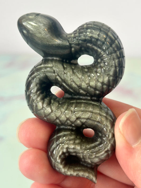 Silver Sheen Obsidian Snake