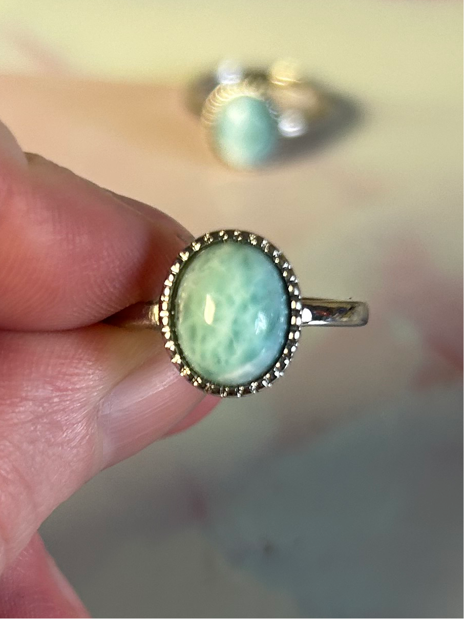 Larimar Stainless Steel Adjustable Rings