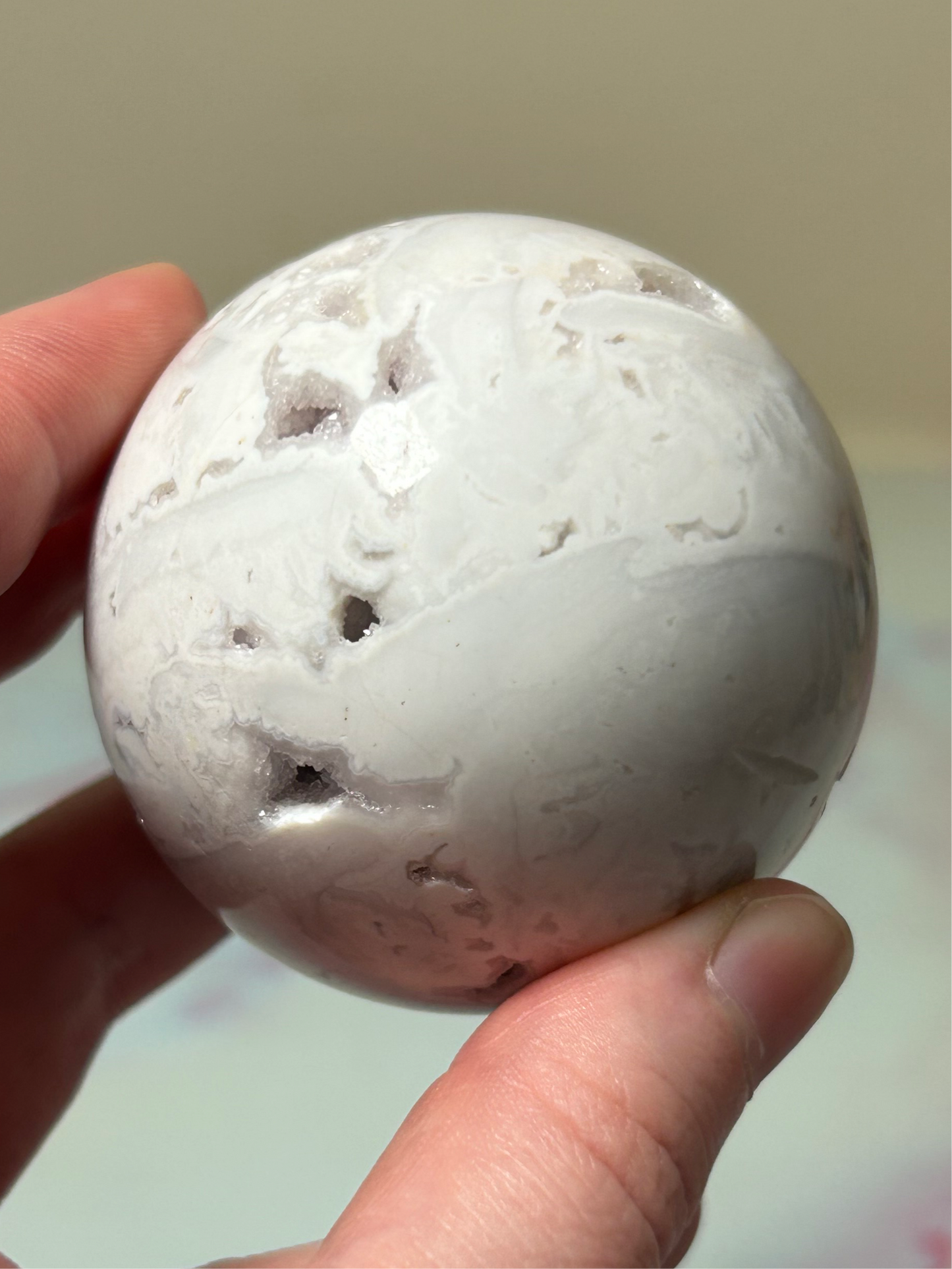 White Plume Agate Sphere