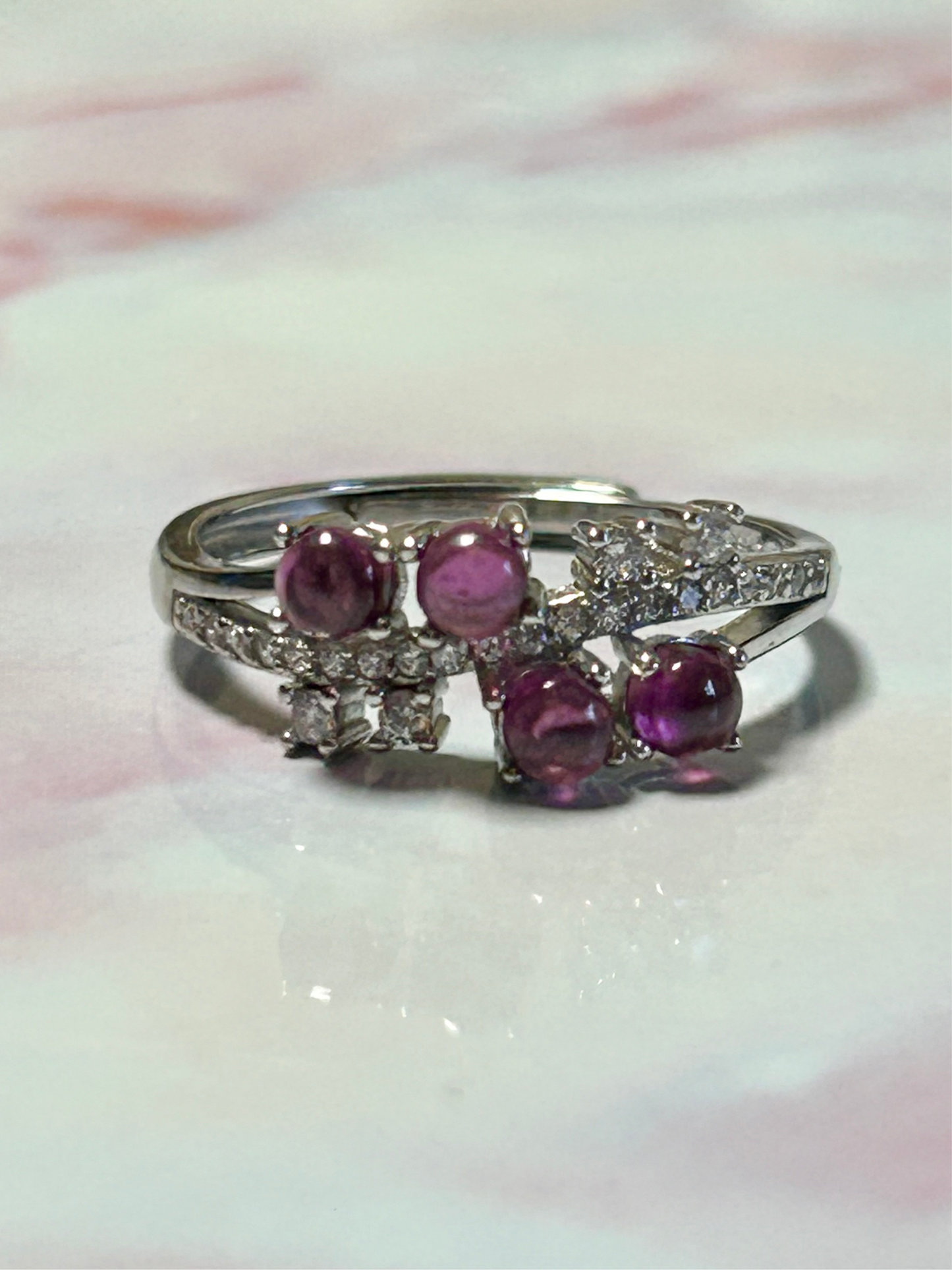 Purple Garnet S925 Adjustable Rings