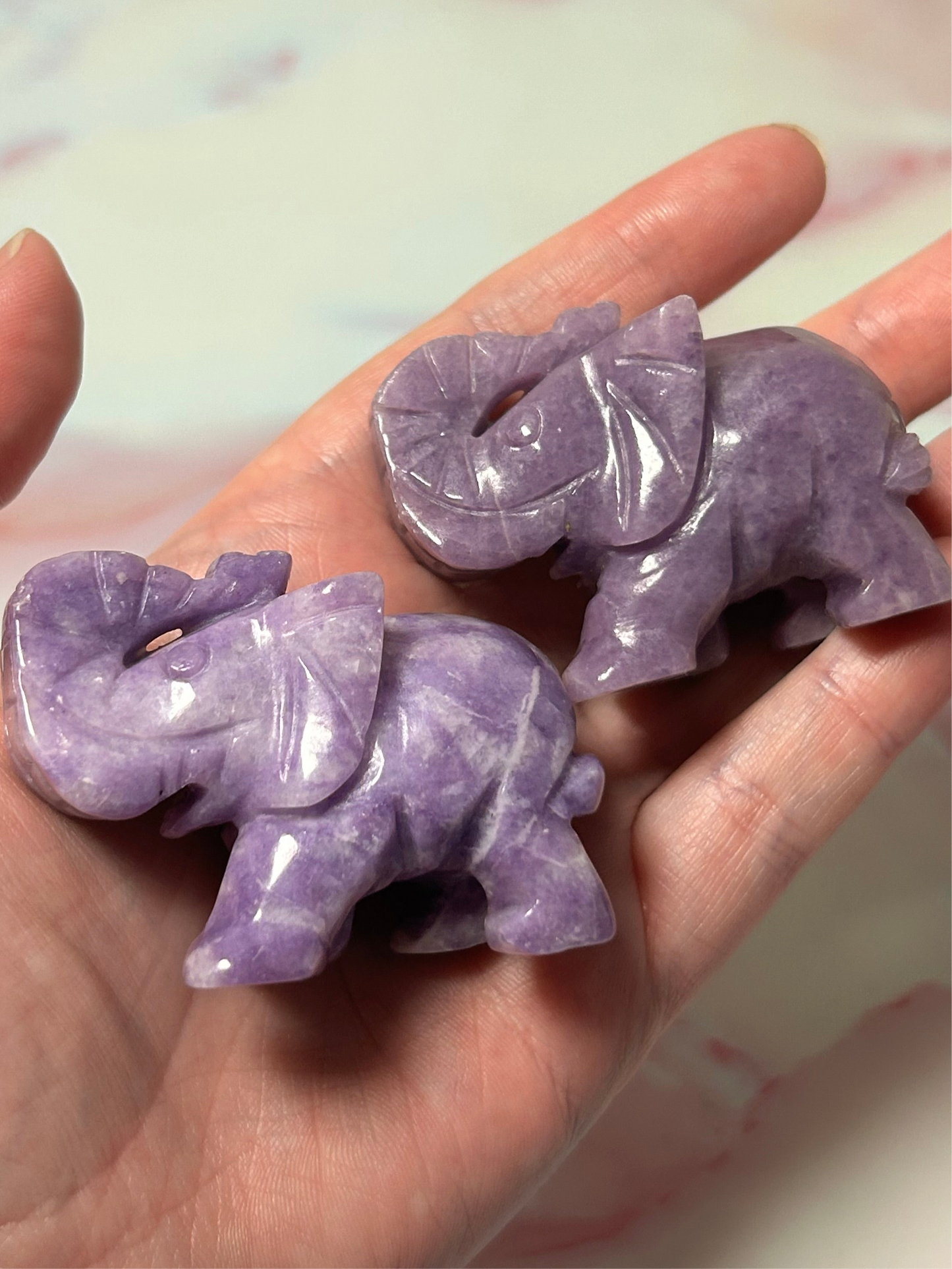 Lepidolite Elephants