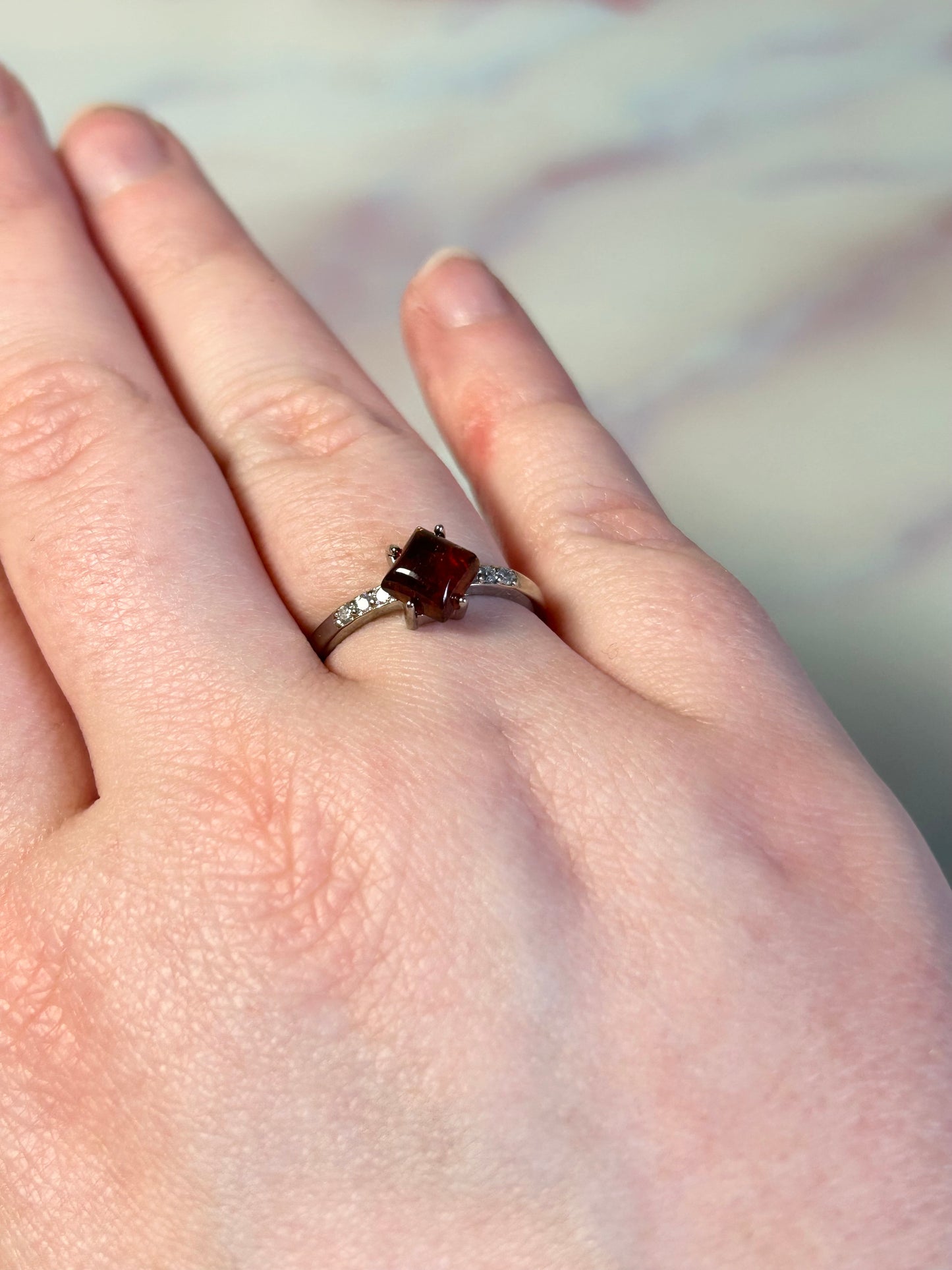 Garnet Stainless Steel Adjustable Rings