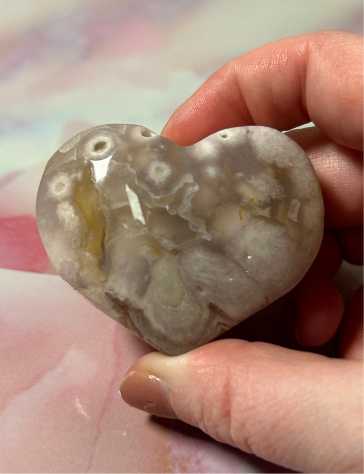 Flower Agate Hearts