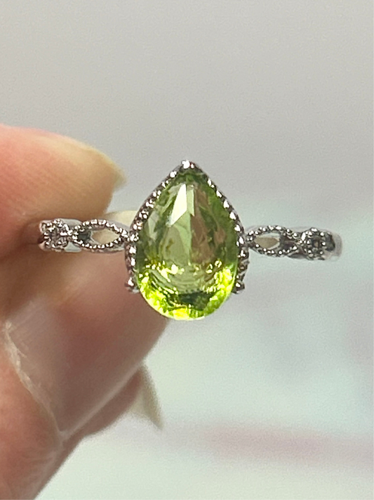 Peridot Stainless Steel Adjustable Ring